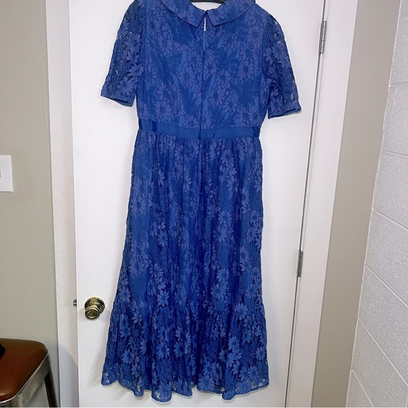 JessKae Daisy lace blue shirt collared dress size large - Picture 6 of 7